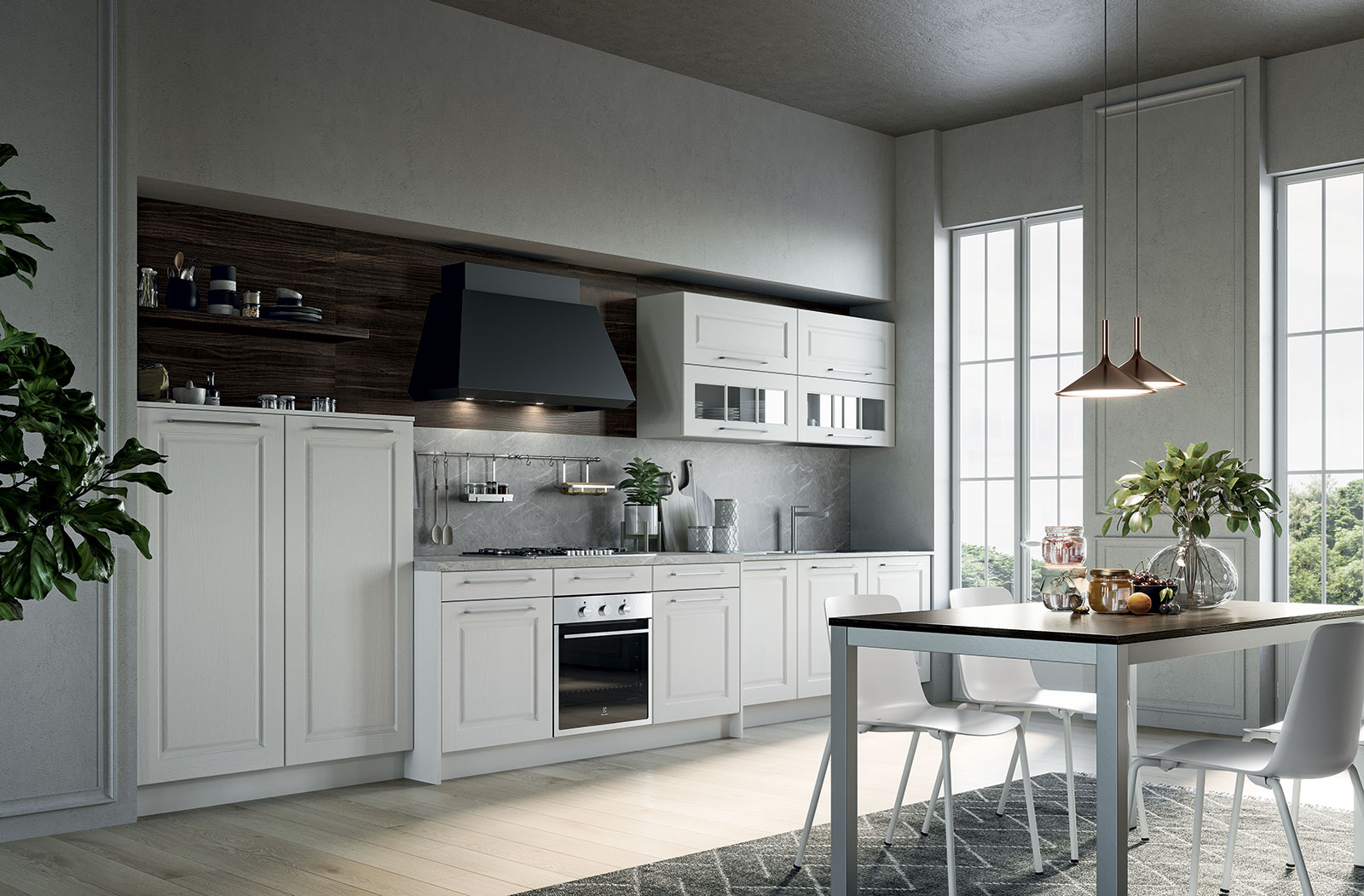 Cucina Maya di Prima Cucine. Laccata a poro aperto bianco candido.