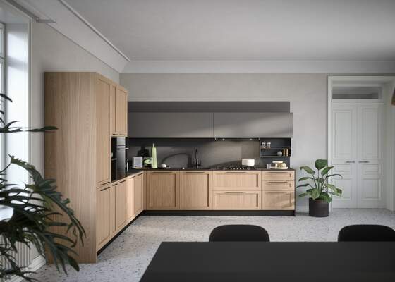 Clio: cucina contemporanea con anta a telaio