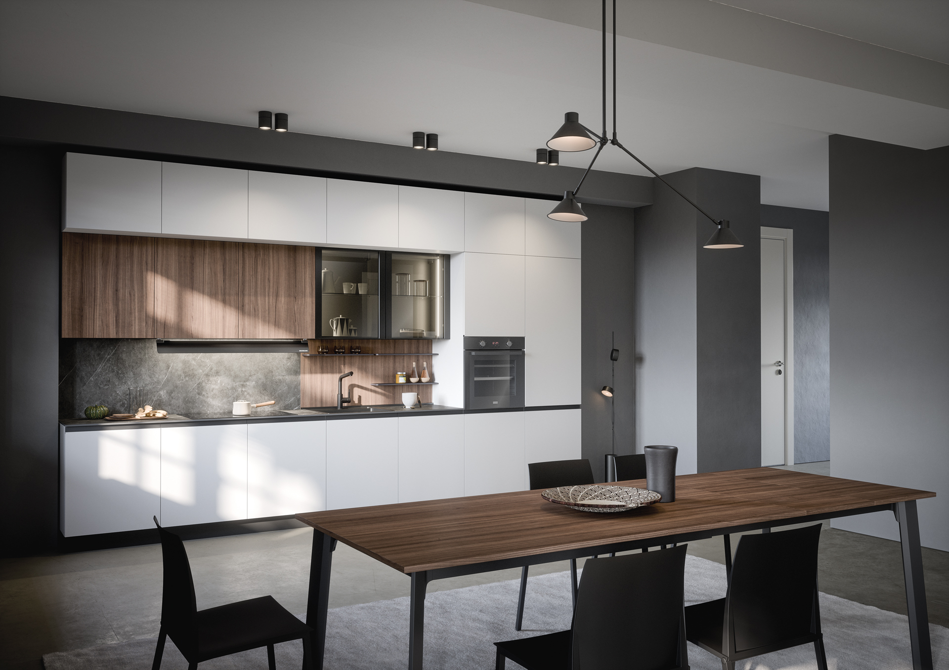 Cucina con struttura a portale, modello Zoe.